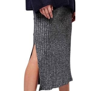 Topshop Ribbed Midi Skirt